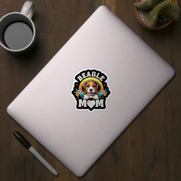 Colorful Beagle Mom Retro Sunset Dog Lover by JJDezigns